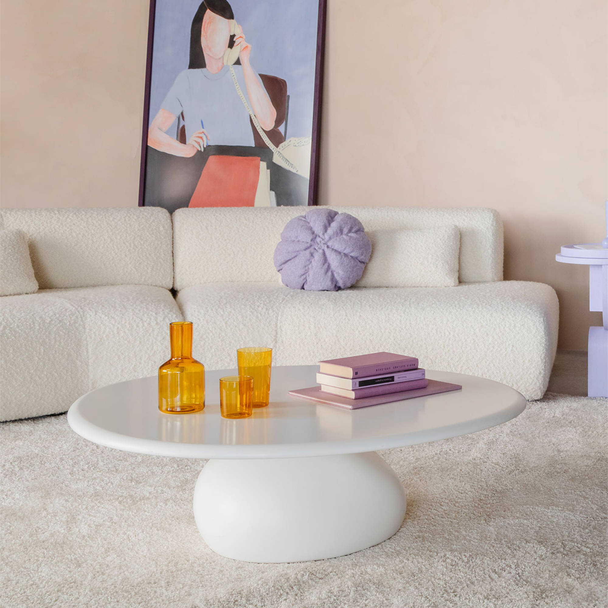 Vesper Coffee Table - Stonacril Blanco