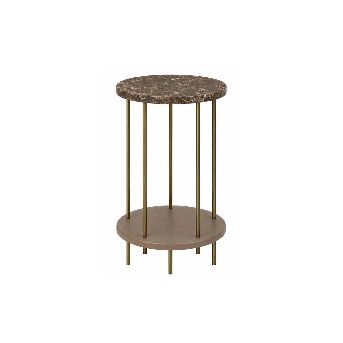 DD 25893 Side Table - Bronze Metal/Leather (Taupe L181144)/Frappuccino Marble-1