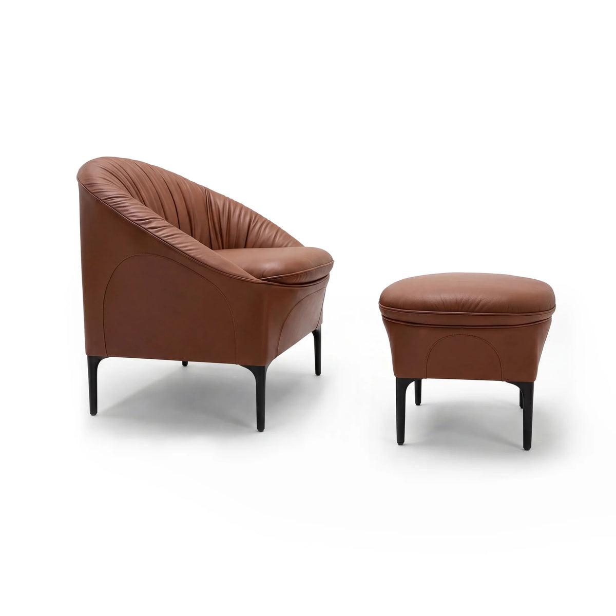 Halo 28812 with Stool Armchair - Black Grey/Leather 2 (Eldorado Hazelnut)
