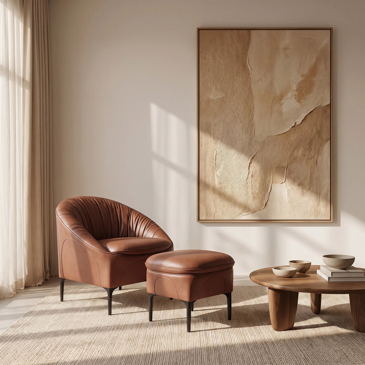 Halo 28812 with Stool Armchair - Black Grey/Leather 2 (Eldorado Hazelnut)