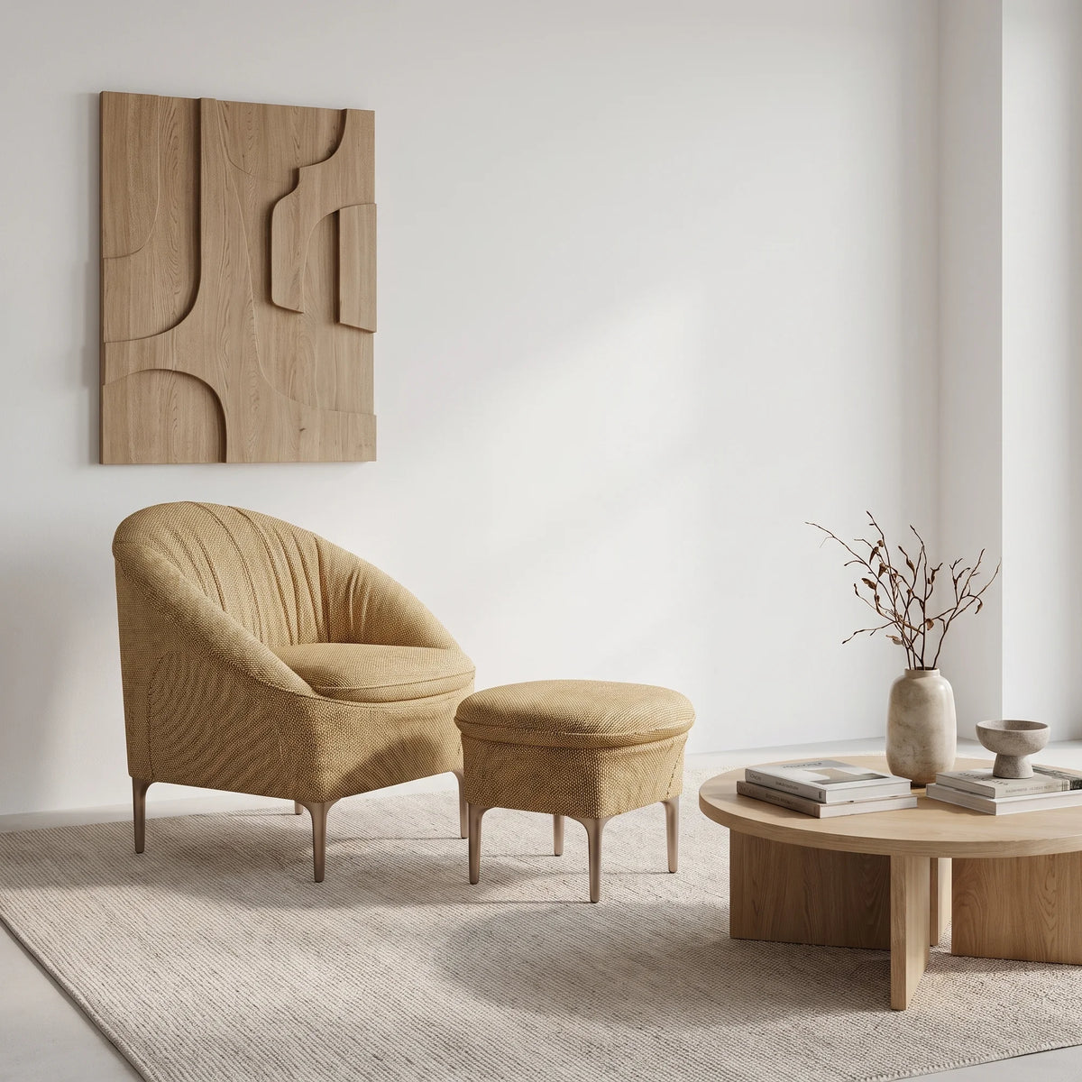 Halo 28812 with Stool Armchair - Chai/Fabric 3 (Montana Mustard)