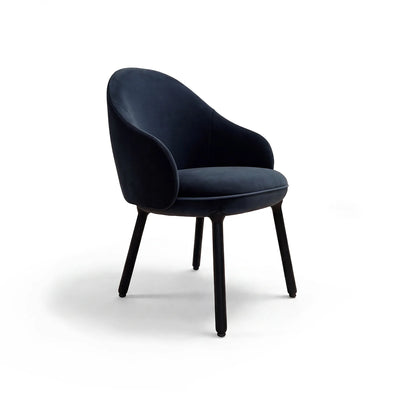 Monte 27064 Dining Chair - Beech Solid Black/Leather 1 (Nappa Heaven)/Fabric 3 (Asator Thunder Blue)