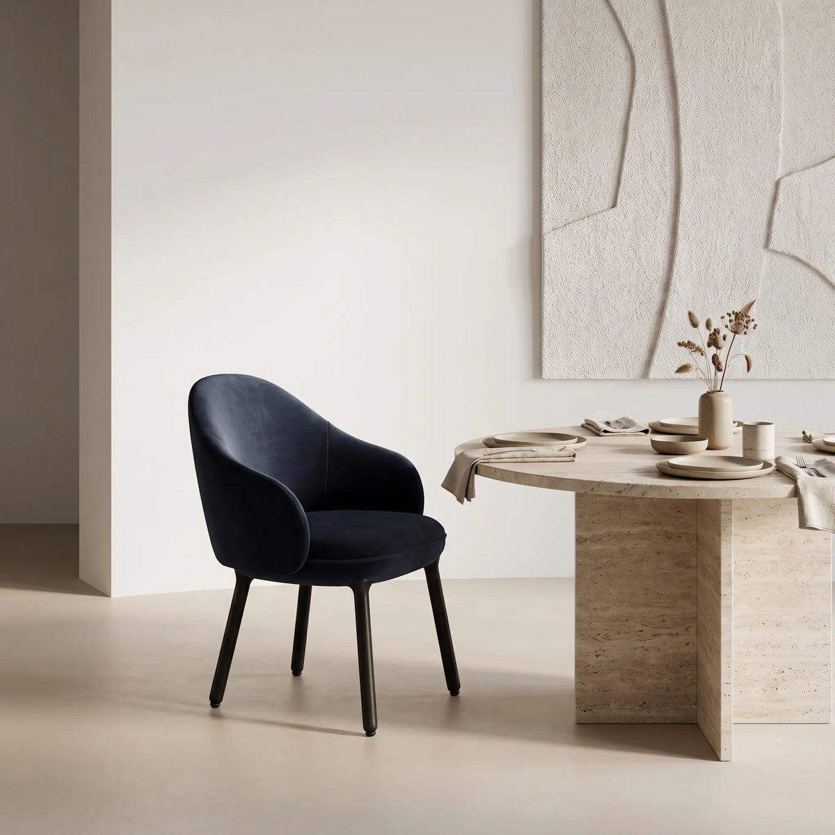 Monte 27064 Dining Chair - Beech Solid Black/Leather 1 (Nappa Heaven)/Fabric 3 (Asator Thunder Blue)-2