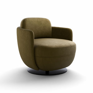 Miles 29512 Lounge Swivel Armchair - Black Metal/Fabric 1 (Riviera Moss)