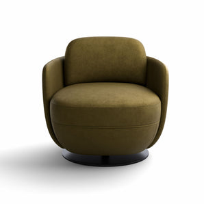 Miles 29512 Lounge Swivel Armchair - Black Metal/Fabric 1 (Riviera Moss)