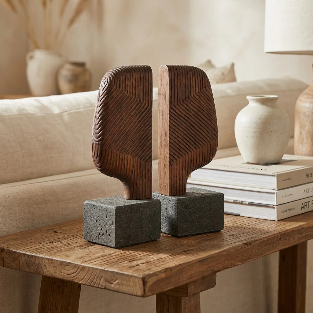 Moai Bookend - Walnut Oil (Set)-2