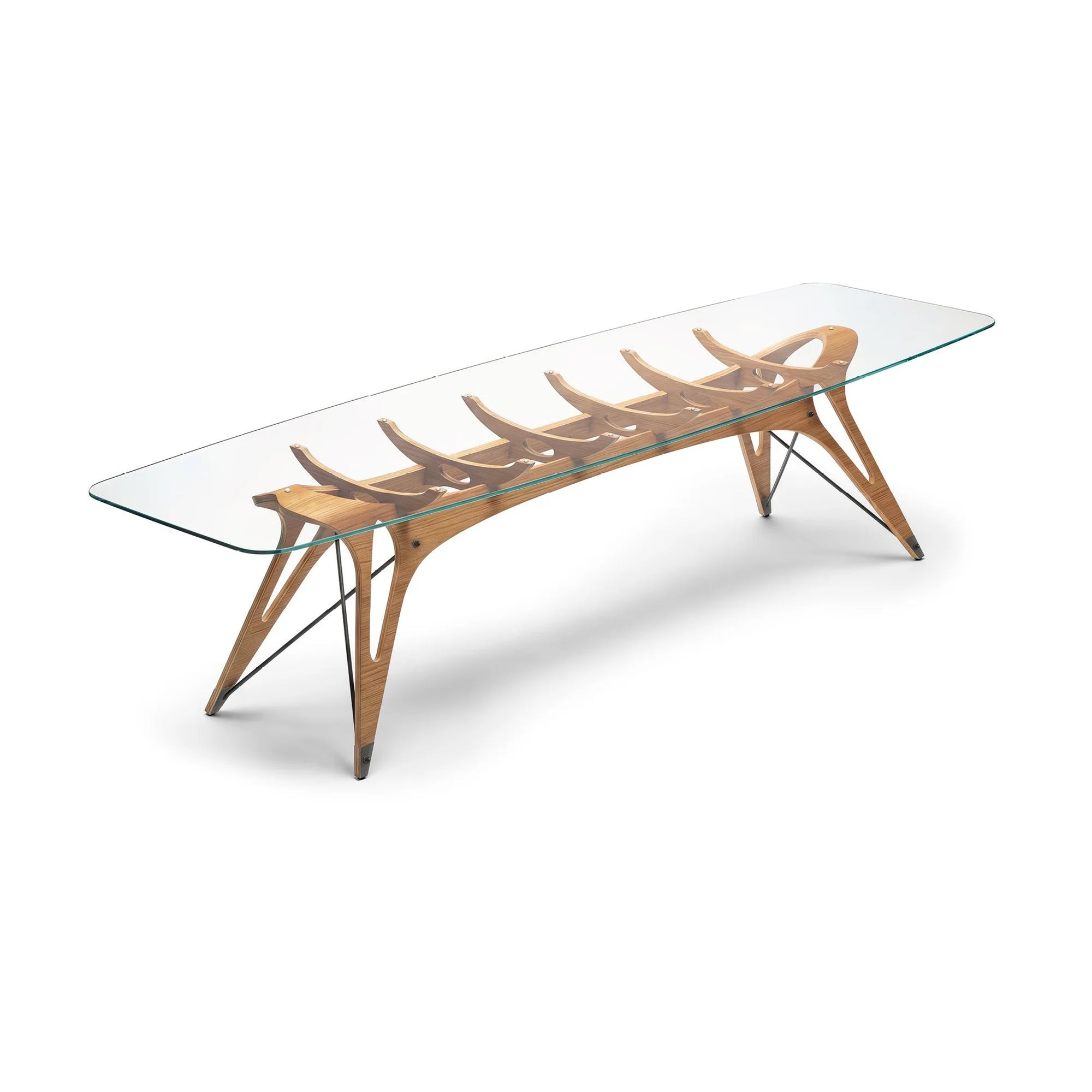 Vertebra 2333 Dining Table - Natural/Extra-Clear Glass