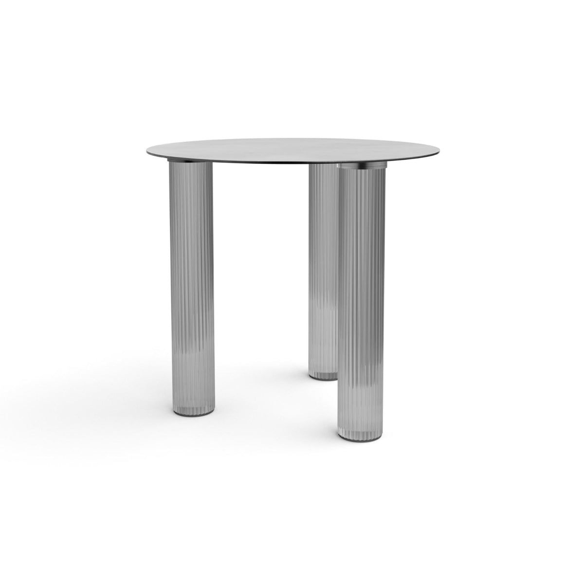 Echino Side Table – 48x44 / Blown Glass (Smoky Grey) / Steel Sheet (Natural)-1