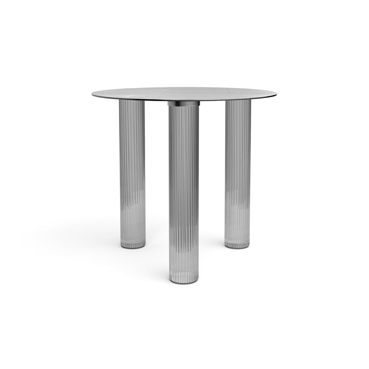 Echino Side Table – 48x44 / Blown Glass (Smoky Grey) / Steel Sheet (Natural)-3