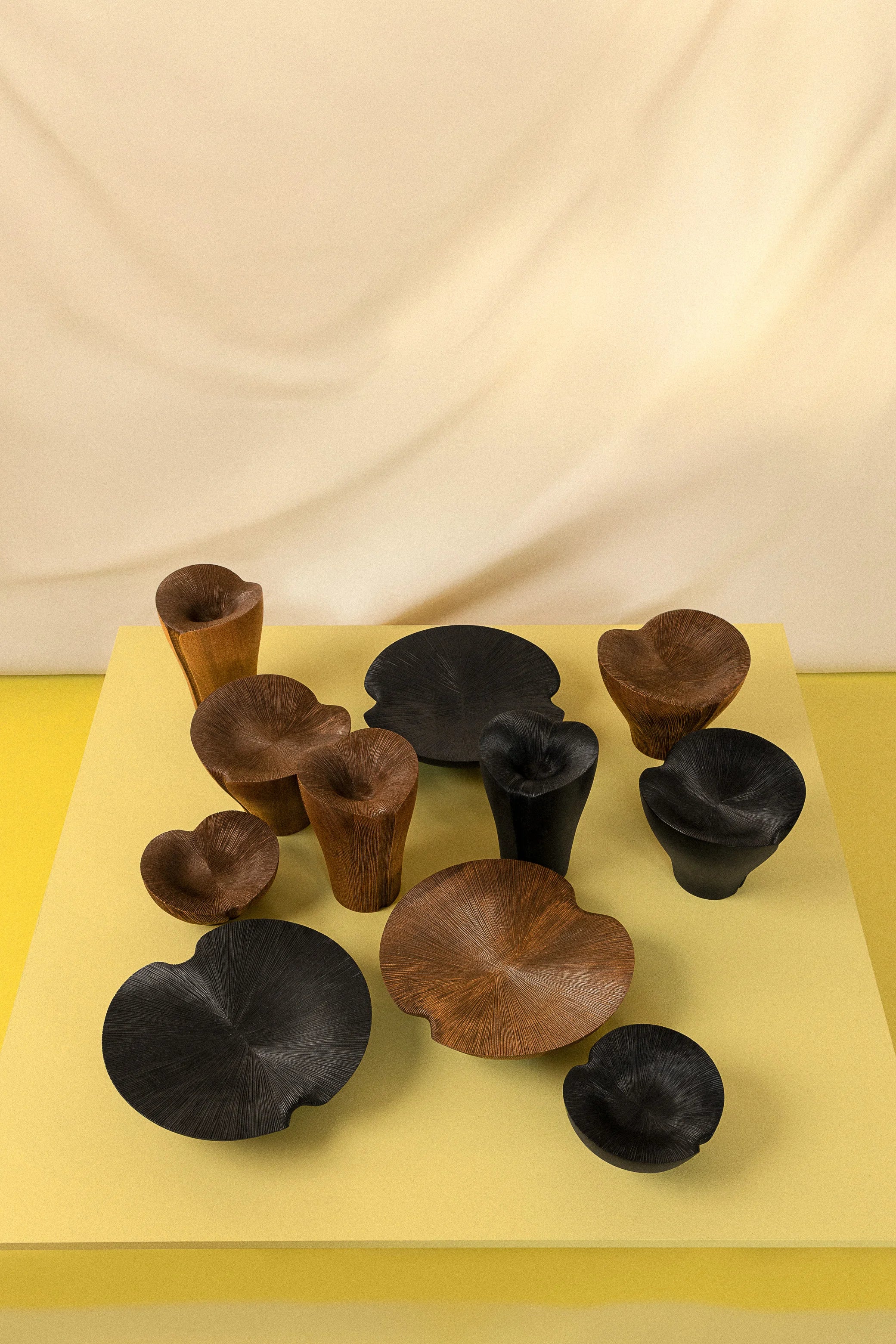 Kala Full Base Carved Bowl - Low/Maple Black-5