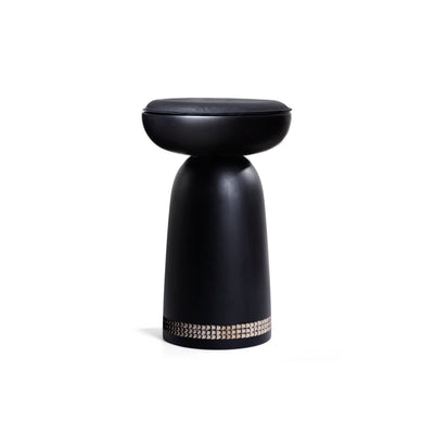 Nera Reshma 3 Rows Stool - Maple Black Stain/Black Leather