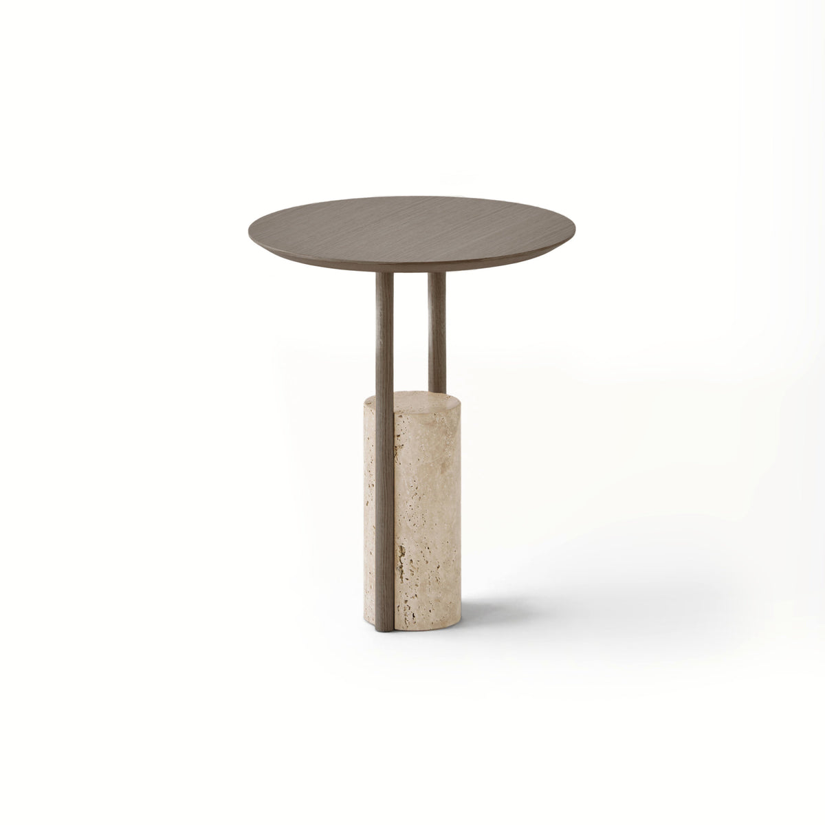Kendo - Zanco ZAN-45 Side Table - Travertine Marble/Ash Stained Oak ...