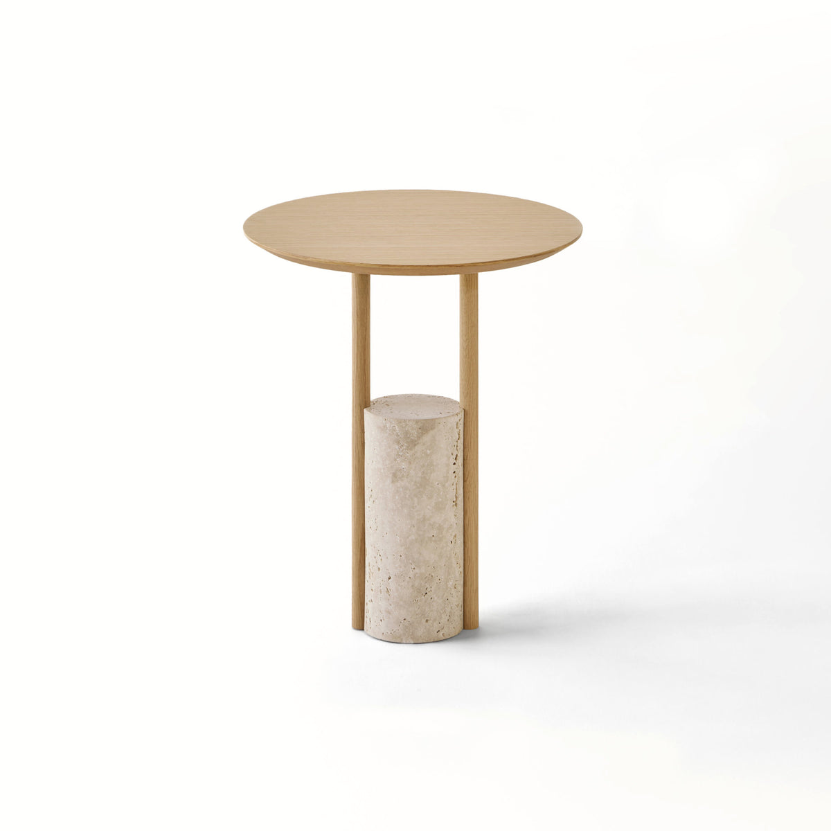 Kendo - Zanco ZAN-45 Side Table - Travertine Marble/Light Oak – Designitch