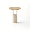 Zanco ZAN-45 Side Table - Travertine Marble/Light Oak