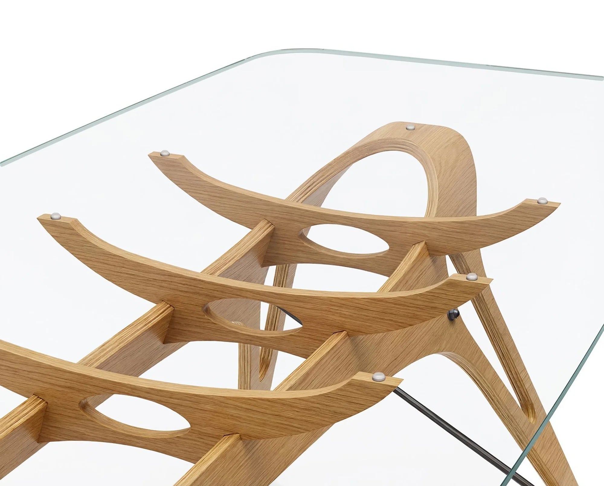 Vertebra 2333 Dining Table - Natural/Extra-Clear Glass-9