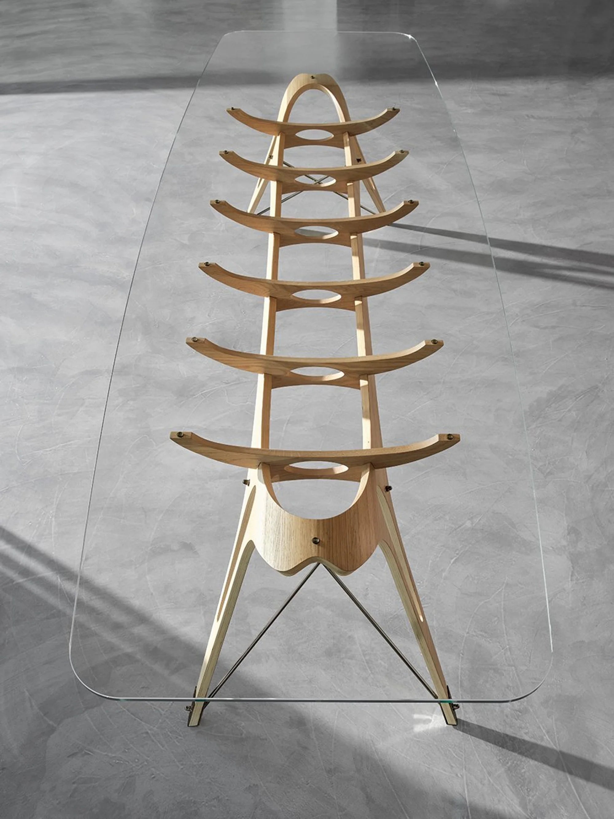 Vertebra 2333 Dining Table - Natural/Extra-Clear Glass-11