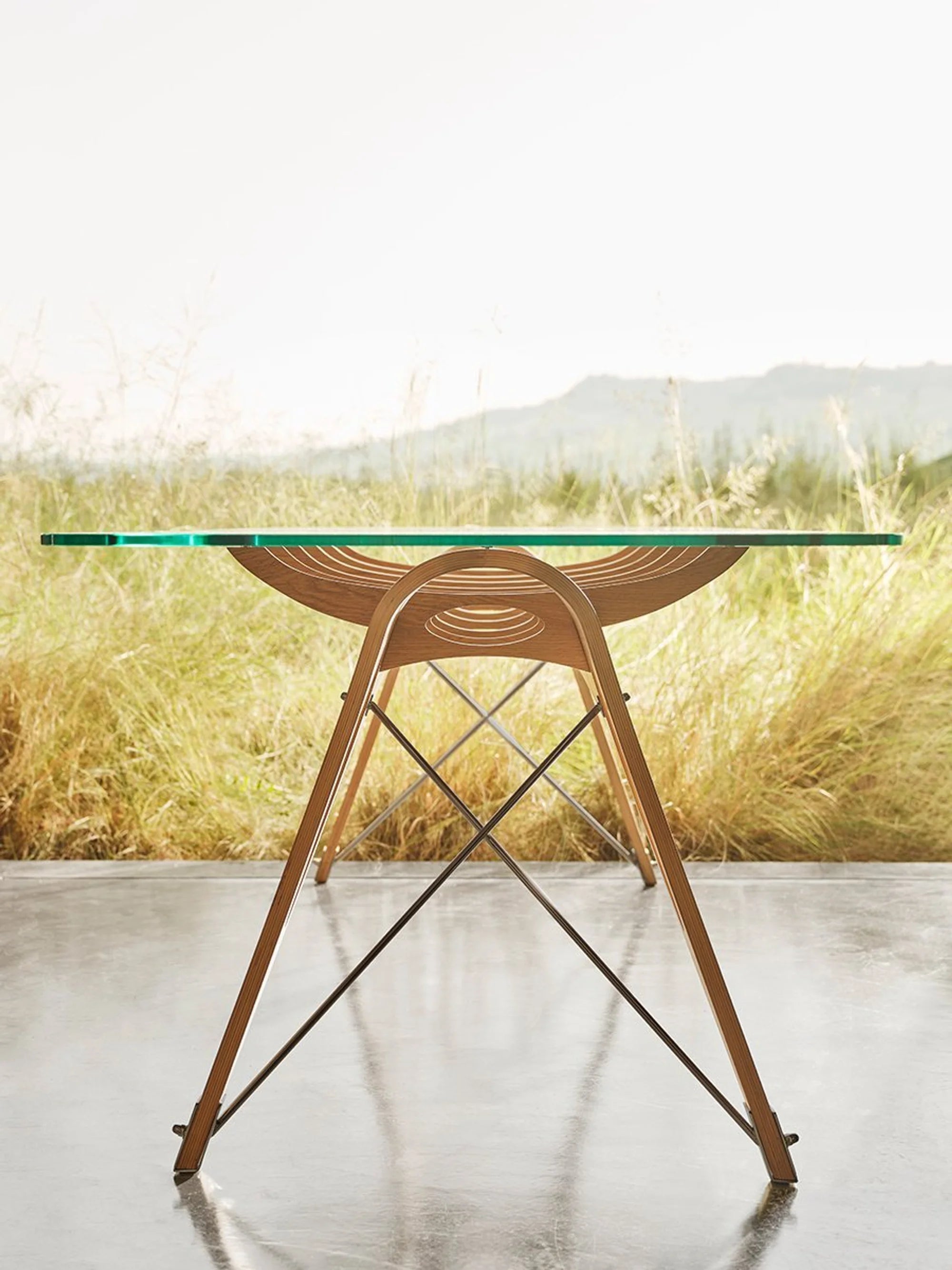 Vertebra 2333 Dining Table - Natural/Extra-Clear Glass-4