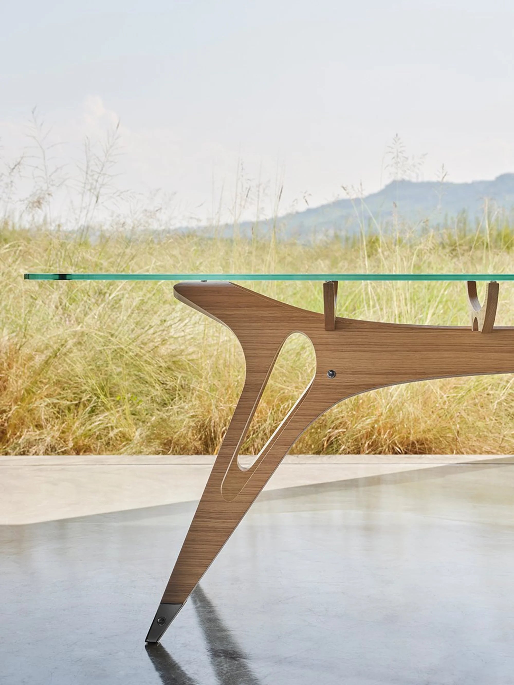 Vertebra 2333 Dining Table - Natural/Extra-Clear Glass-12
