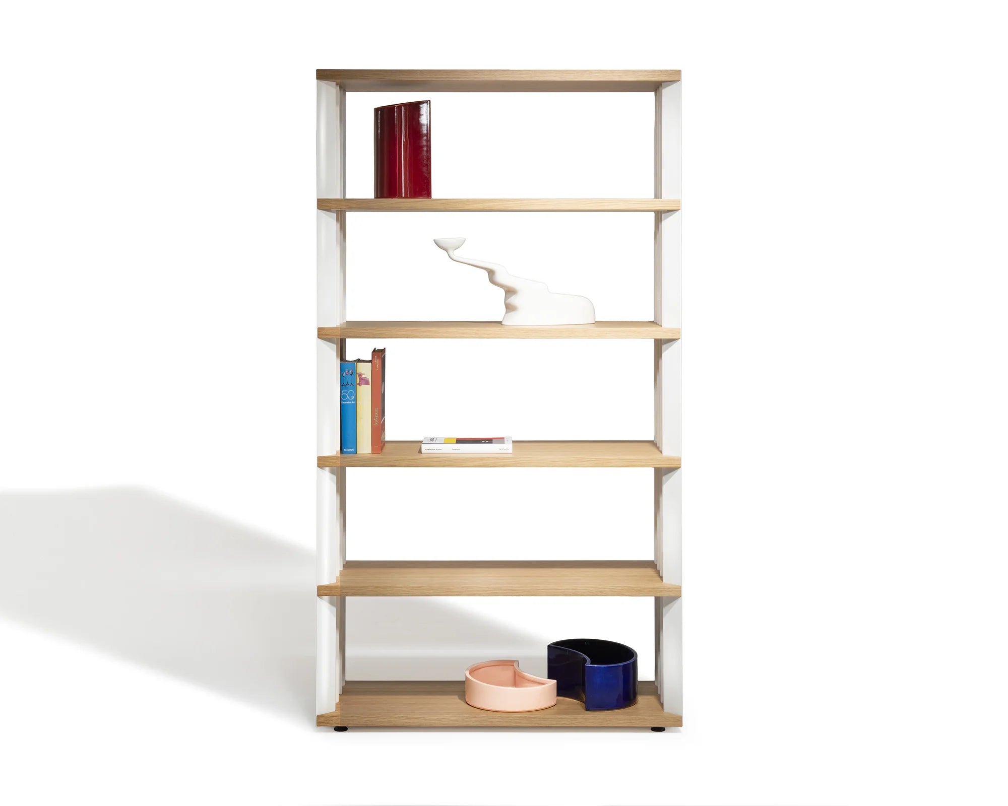 Z24 707 High Bookcase - Natural Varnished Oak/Talc
