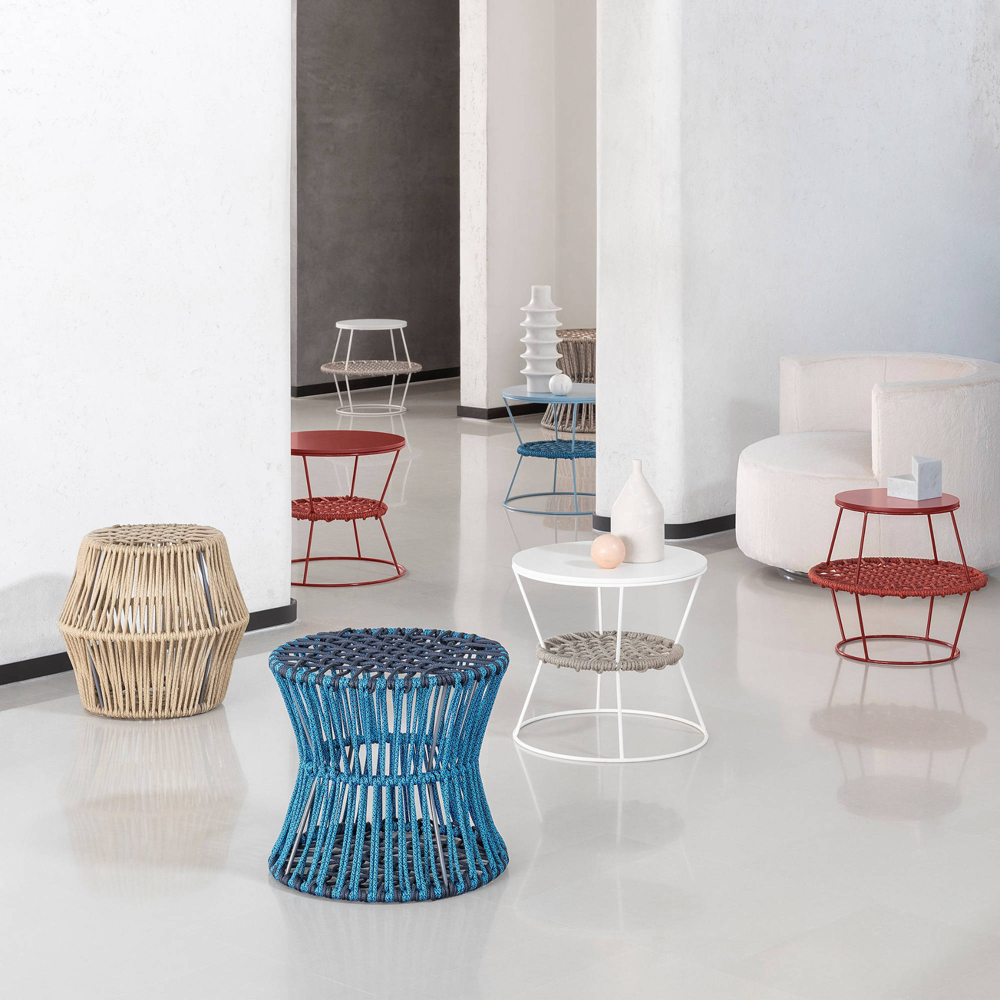 Ziggy 0473 Side Table - Melange Bianco-Nero/RAL 9002-5