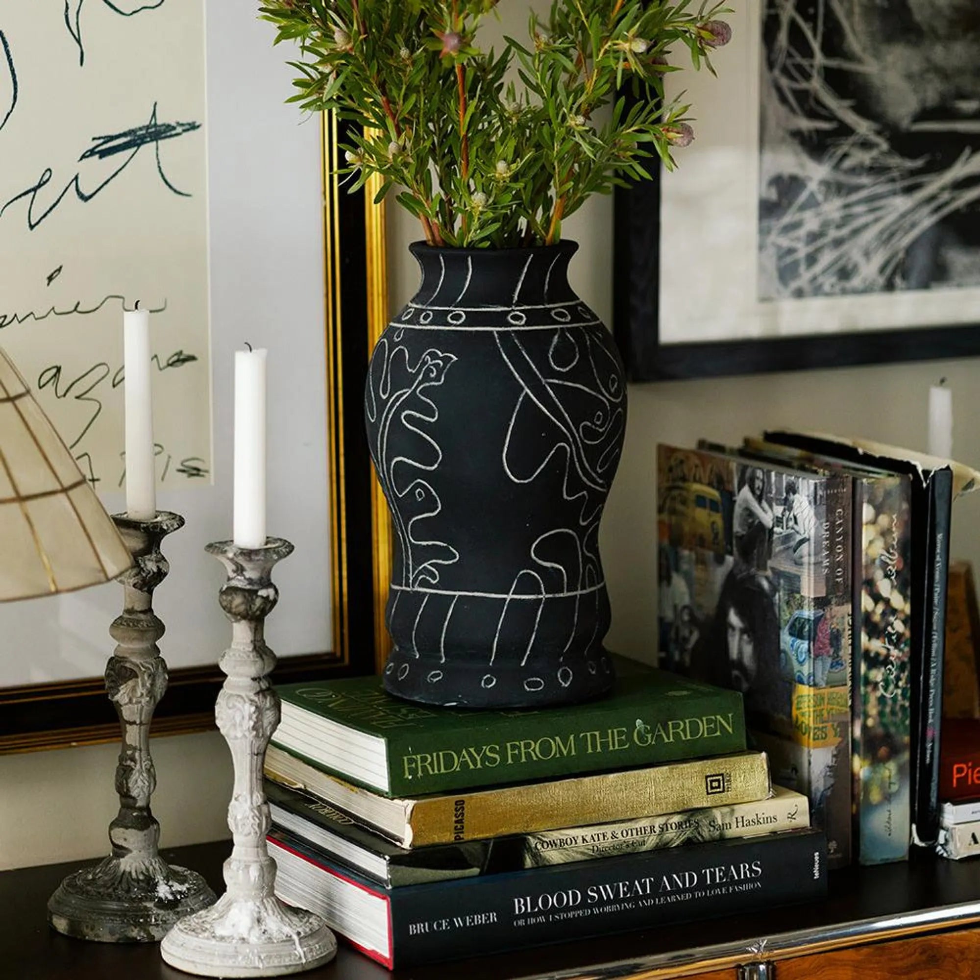 Frida Tall Vase - Black-2
