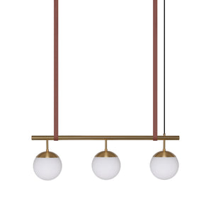 Long Lord Model 3 Pendant Lamp - Brass/Opal Glass/Brown Leather