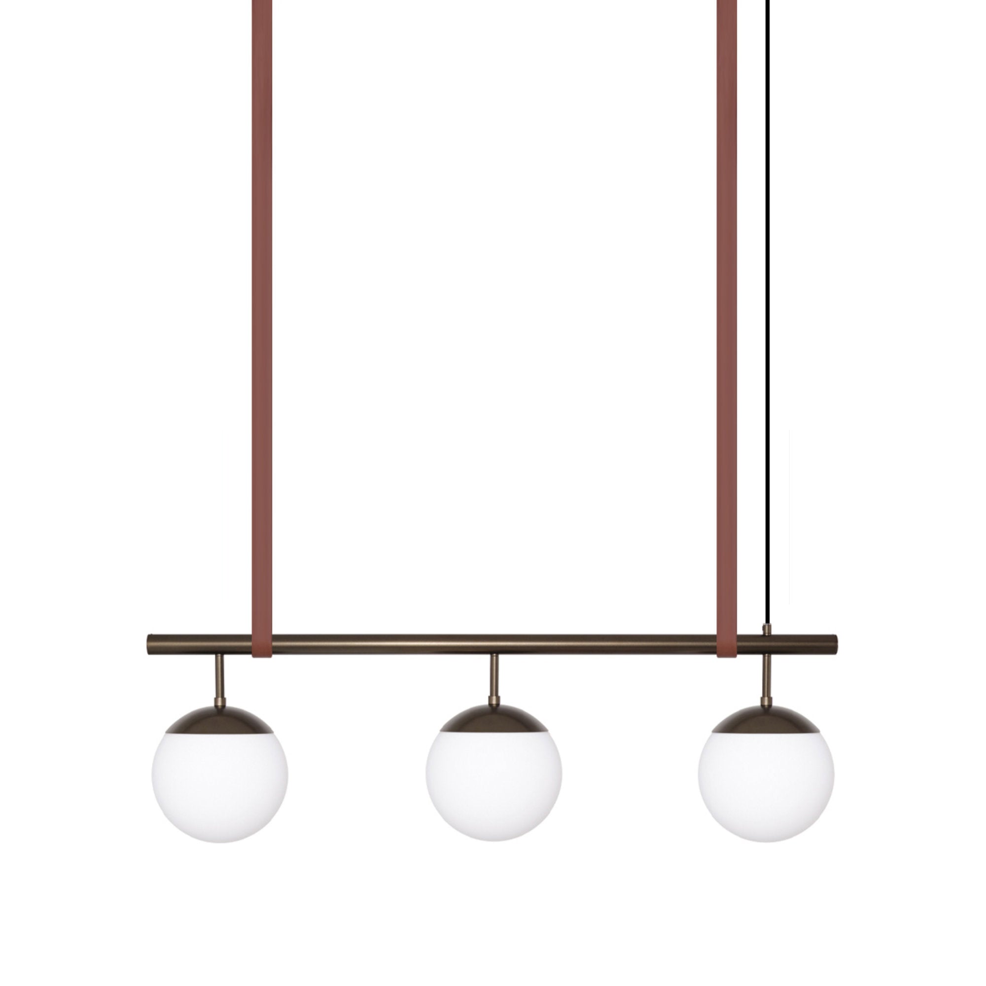 Long Lord Model 3 Pendant Lamp - Bronze/Opal Glass/Brown Leather-1