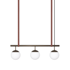 Long Lord Model 3 Pendant Lamp - Bronze/Opal Glass/Brown Leather