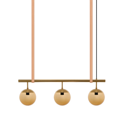 Long Lord Model 3 Pendant Lamp - Brass/Brown Glass/Nature Leather