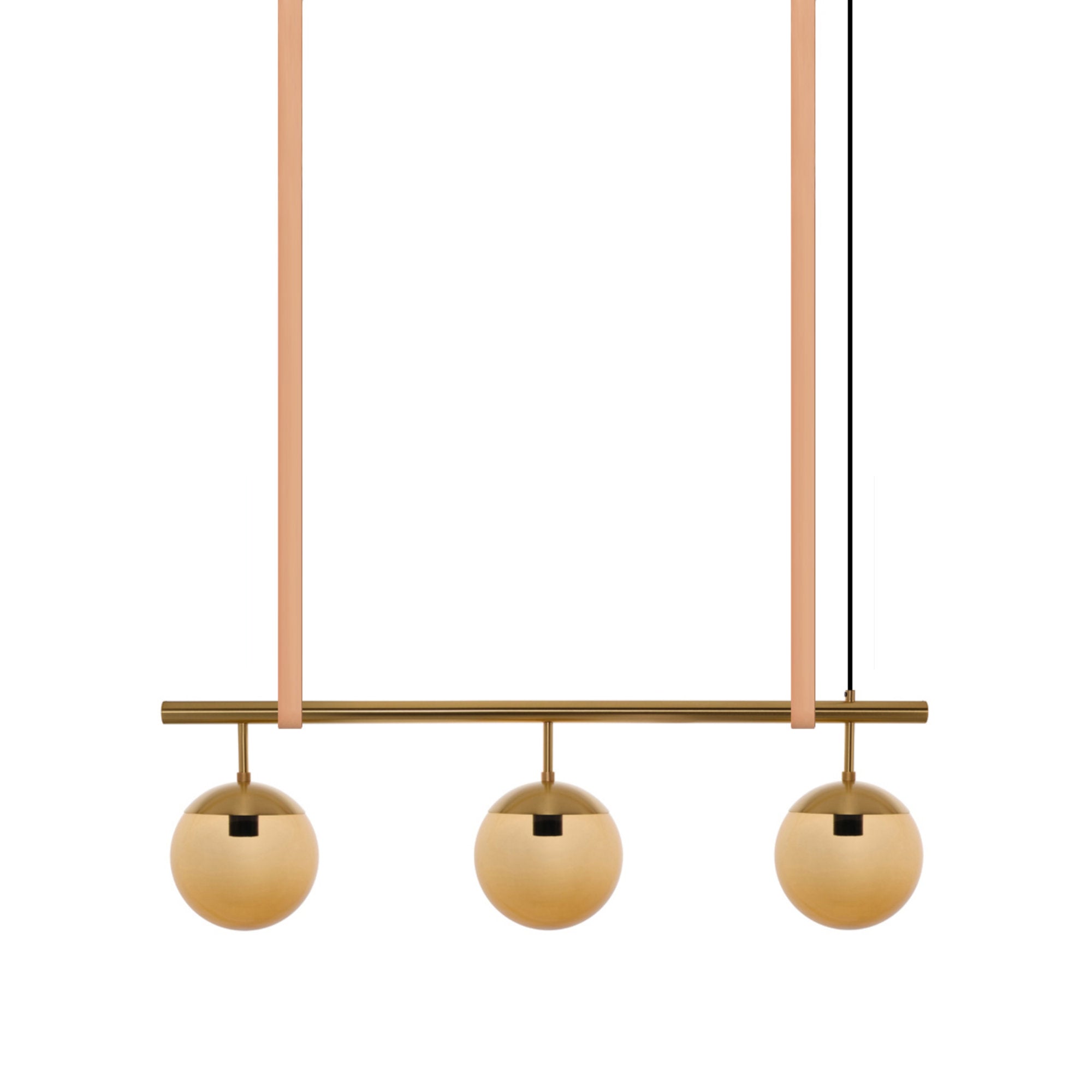 Long Lord Model 3 Pendant Lamp - Brass/Brown Glass/Nature Leather