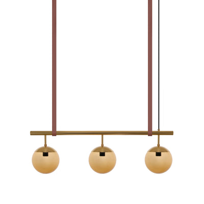 Long Lord Model 3 Pendant Lamp - Brass/Brown Glass/Brown Leather