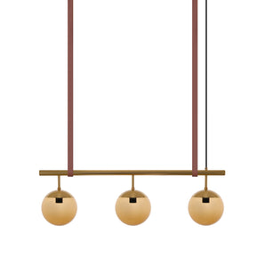 Long Lord Model 3 Pendant Lamp - Brass/Brown Glass/Brown Leather