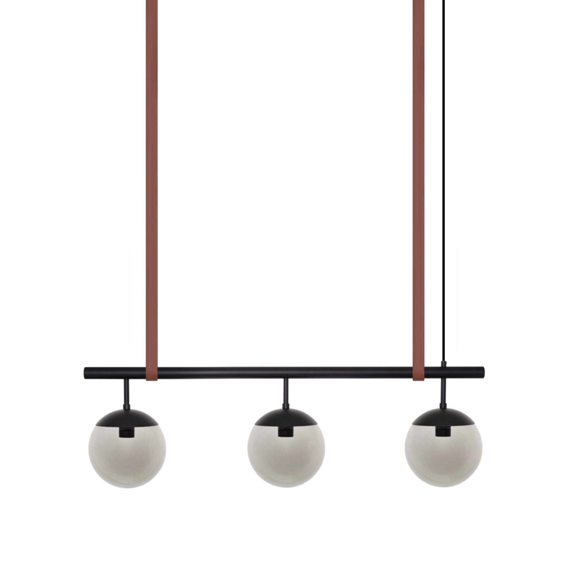 Long Lord Model 3 Pendant Lamp - Black/Smoked Glass/Brown Leather-1