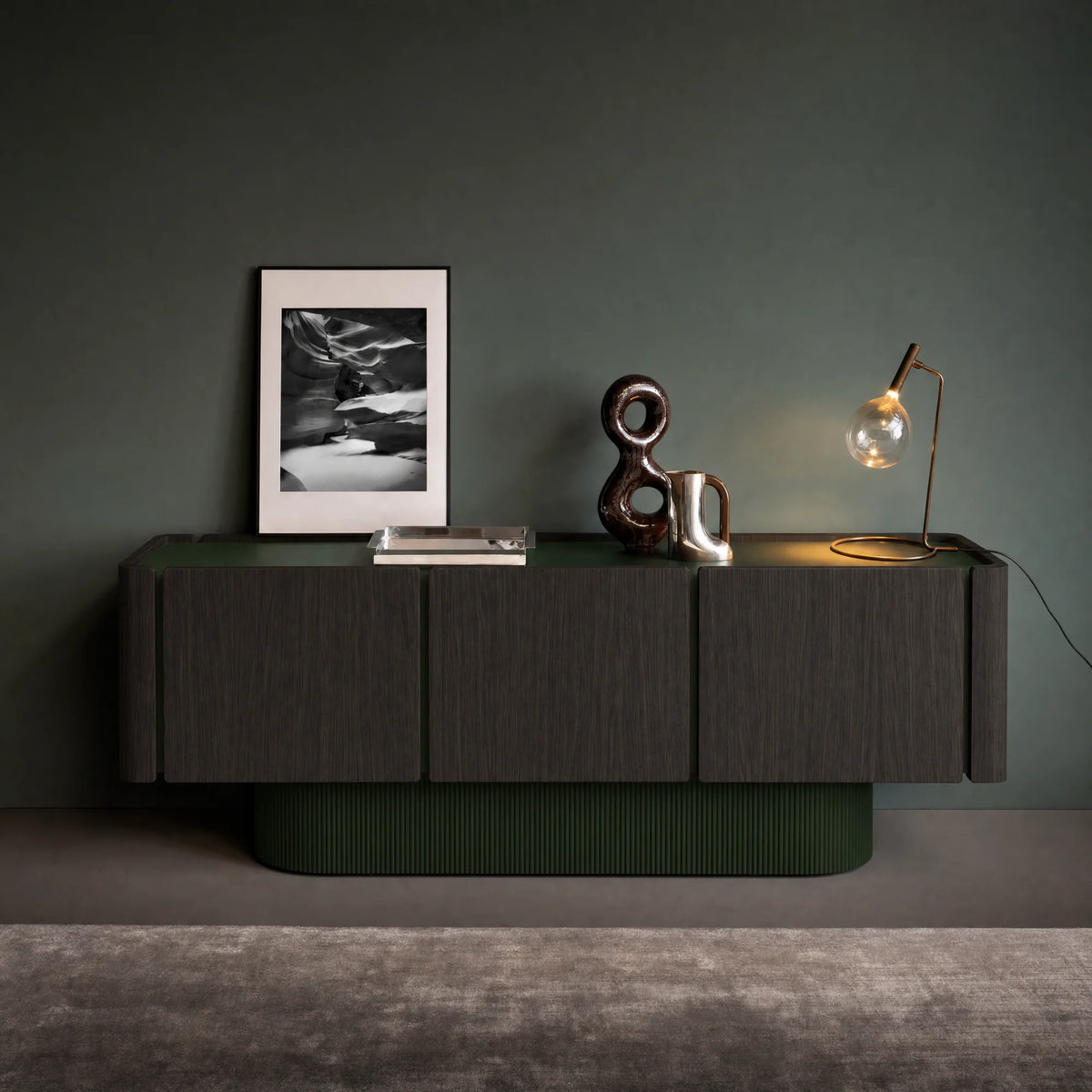 Dune DUN360 Sideboard - Forest Green/Dark Grey Stained Oak