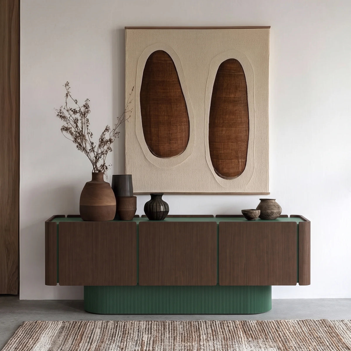 Dune DUN360 Sideboard - Forest Green/Walnut Stained Oak