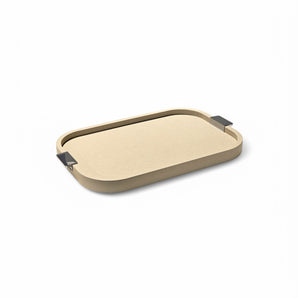 Puccini Rectangular Tray - Chrome/Leather A (Calfskin Golf Light Grey G37)