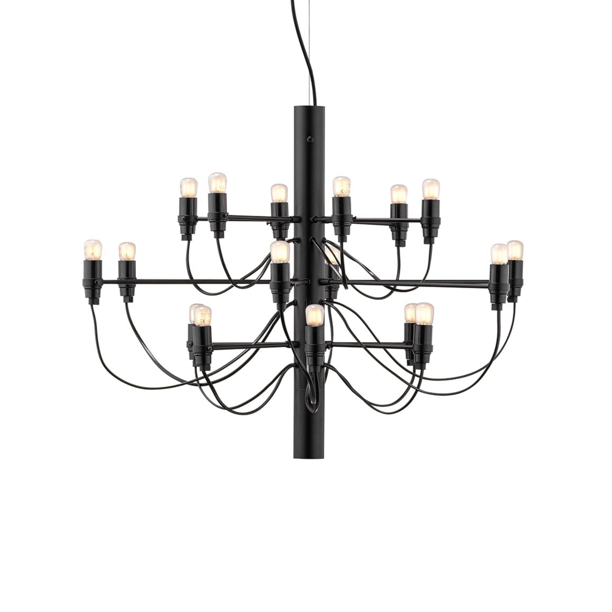 2097/18 Frosted Bulbs Pendant Lamp - Matte Black-1