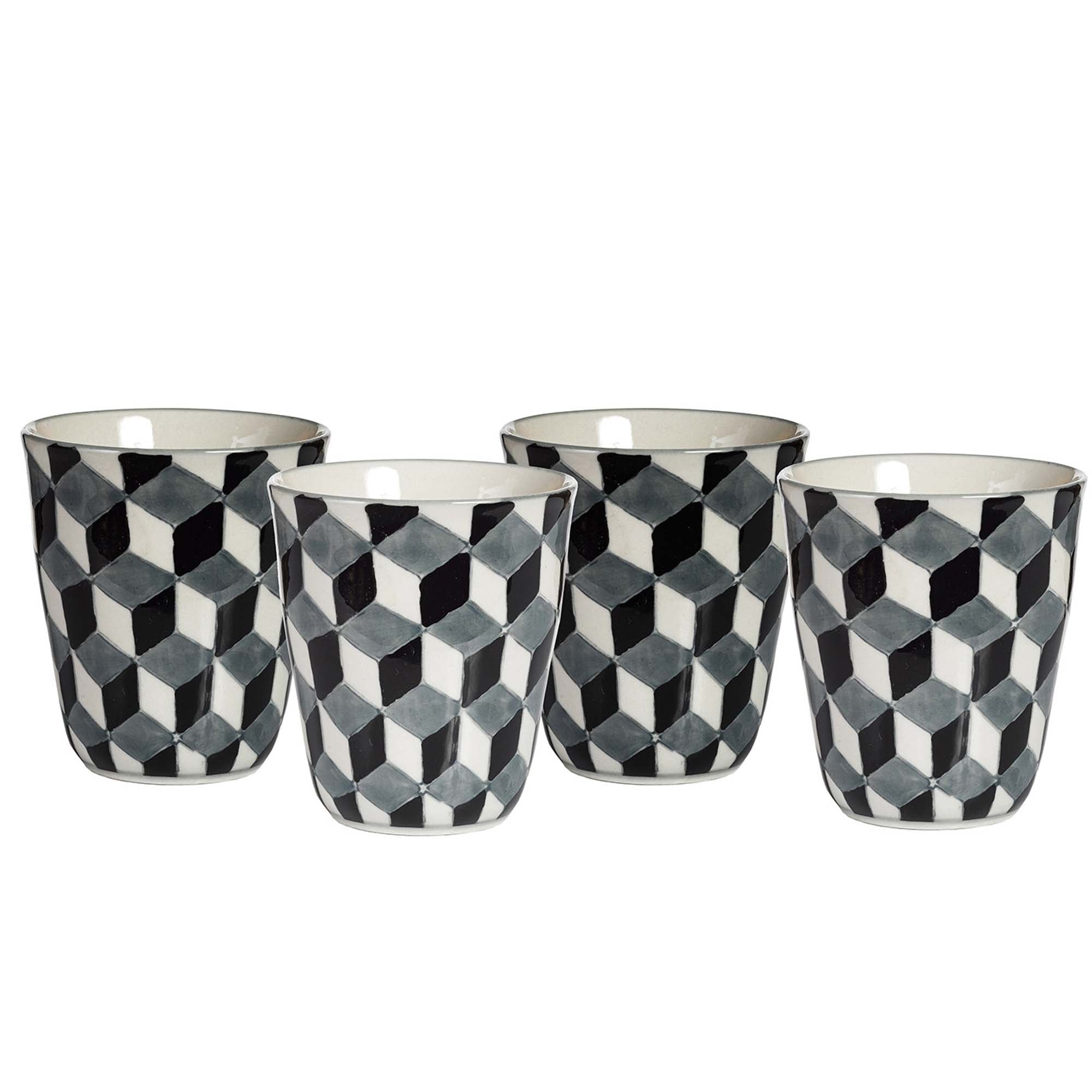 3D Cups - Black (Set of 4)-3