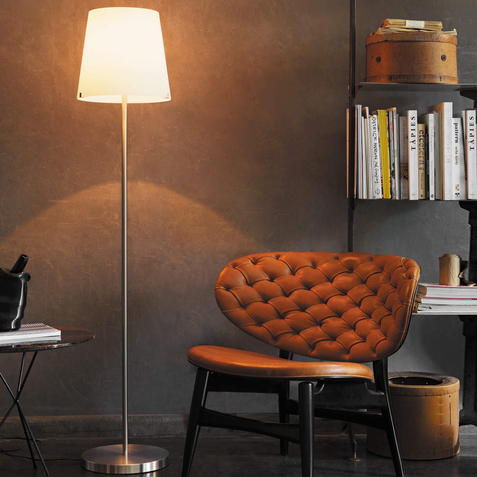 3247 180 Floor Lamp - Nickel/White
