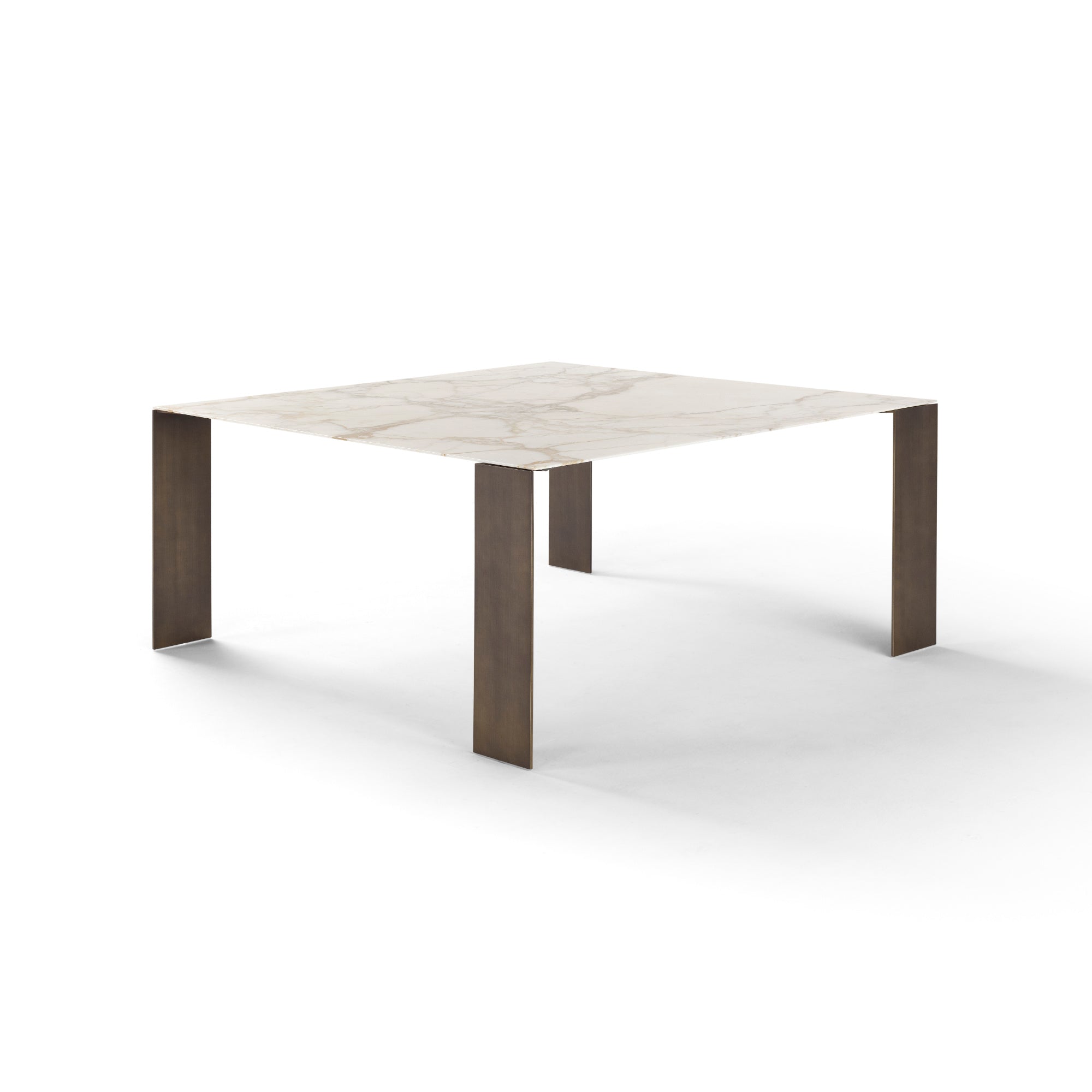 Exilis T480 Dining Table - Ottone Bronzato/Calacatta Marble-1