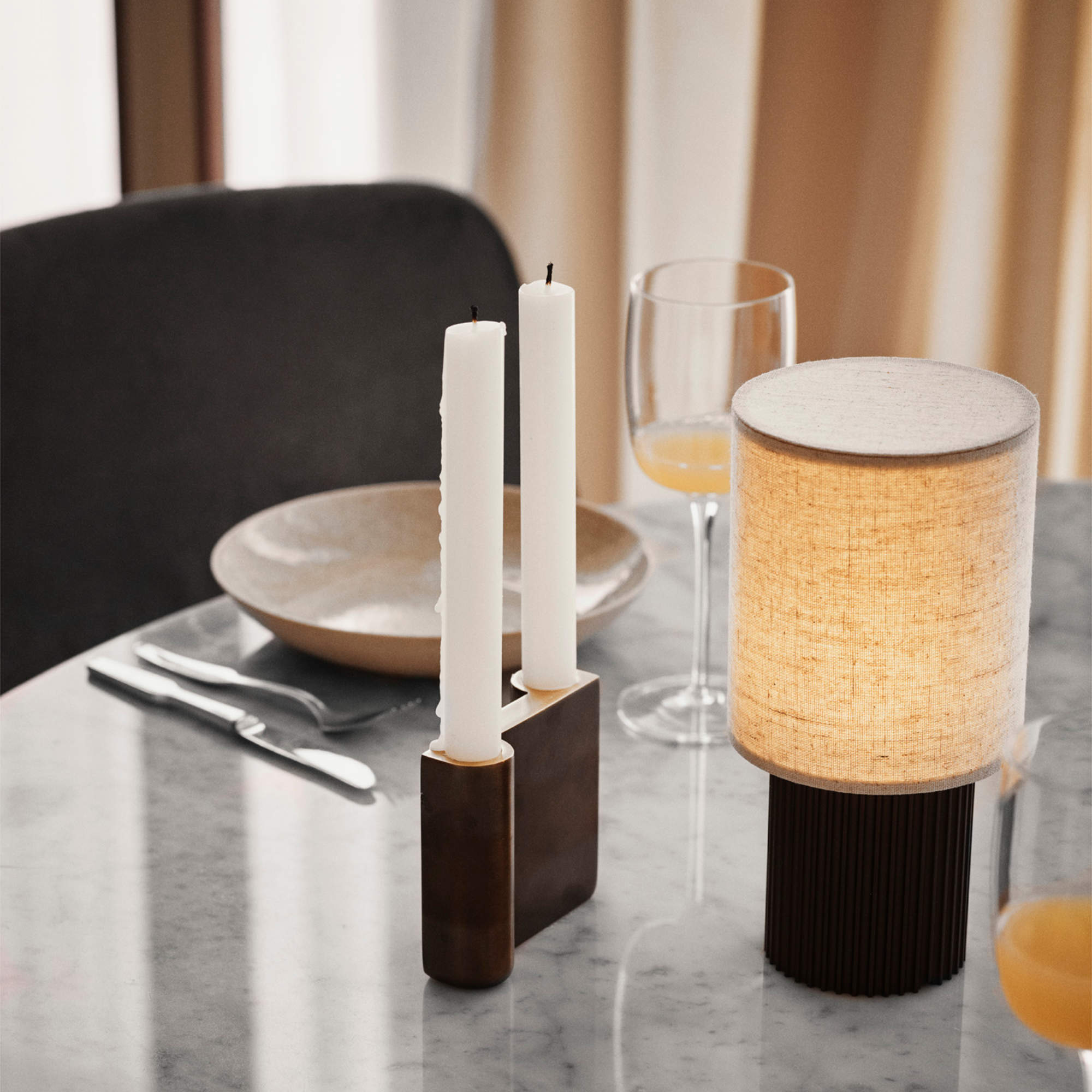 Manhattan SC52 Portable Table Lamp - Bronzed/Canvas