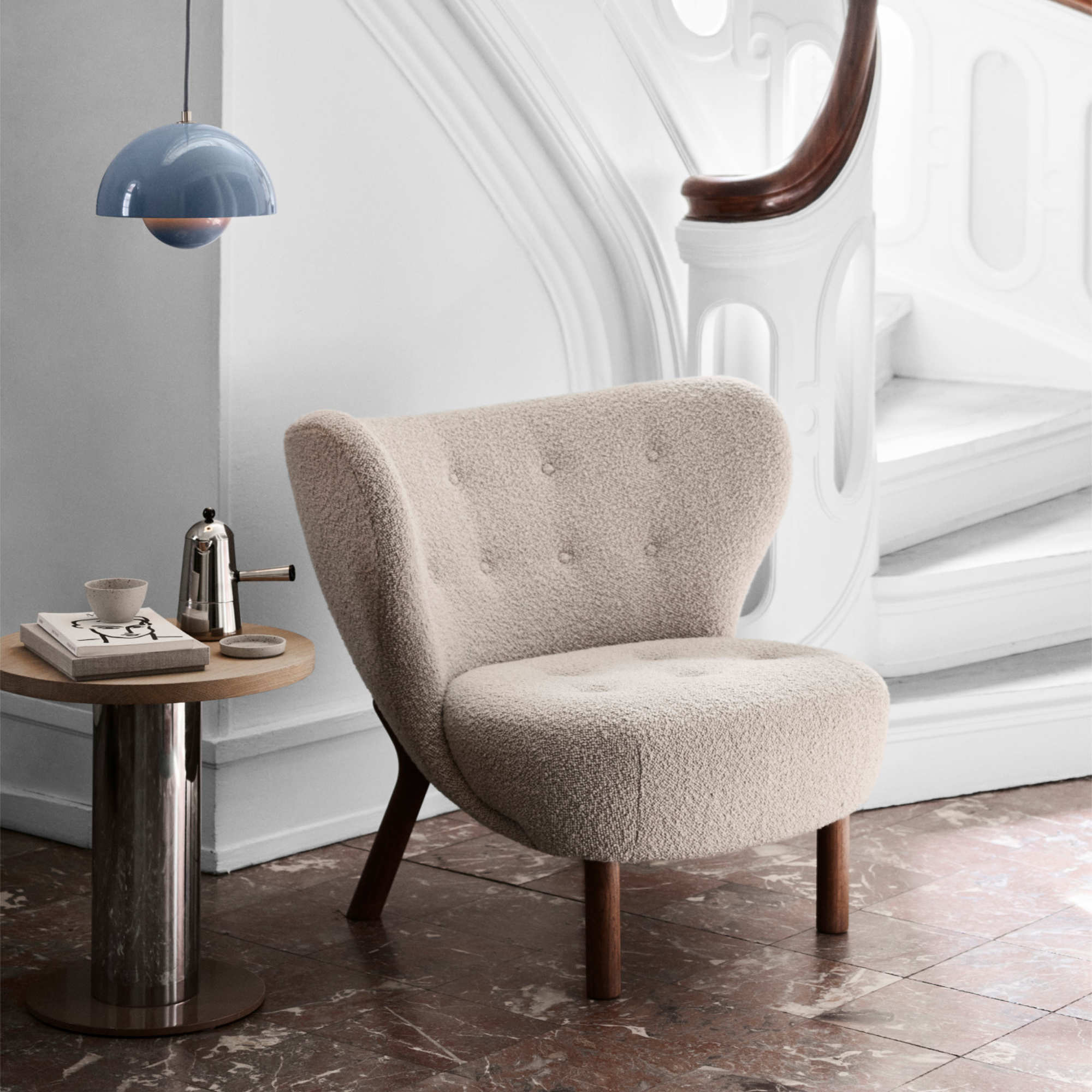 Little Petra VB1 Armchair - Walnut/Fabric (Karakorum 003)