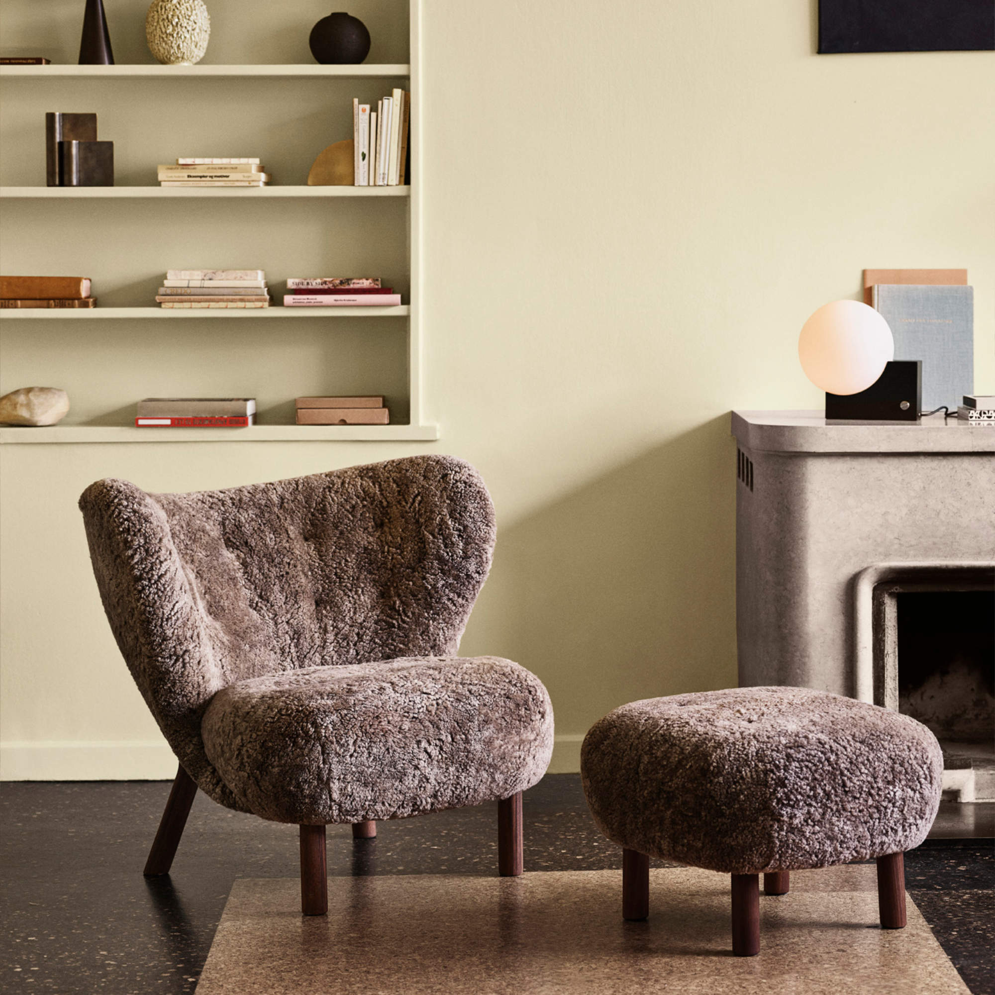 Little Petra VB1 Armchair - Walnut/Sheepskin Sahara 17 mm-3