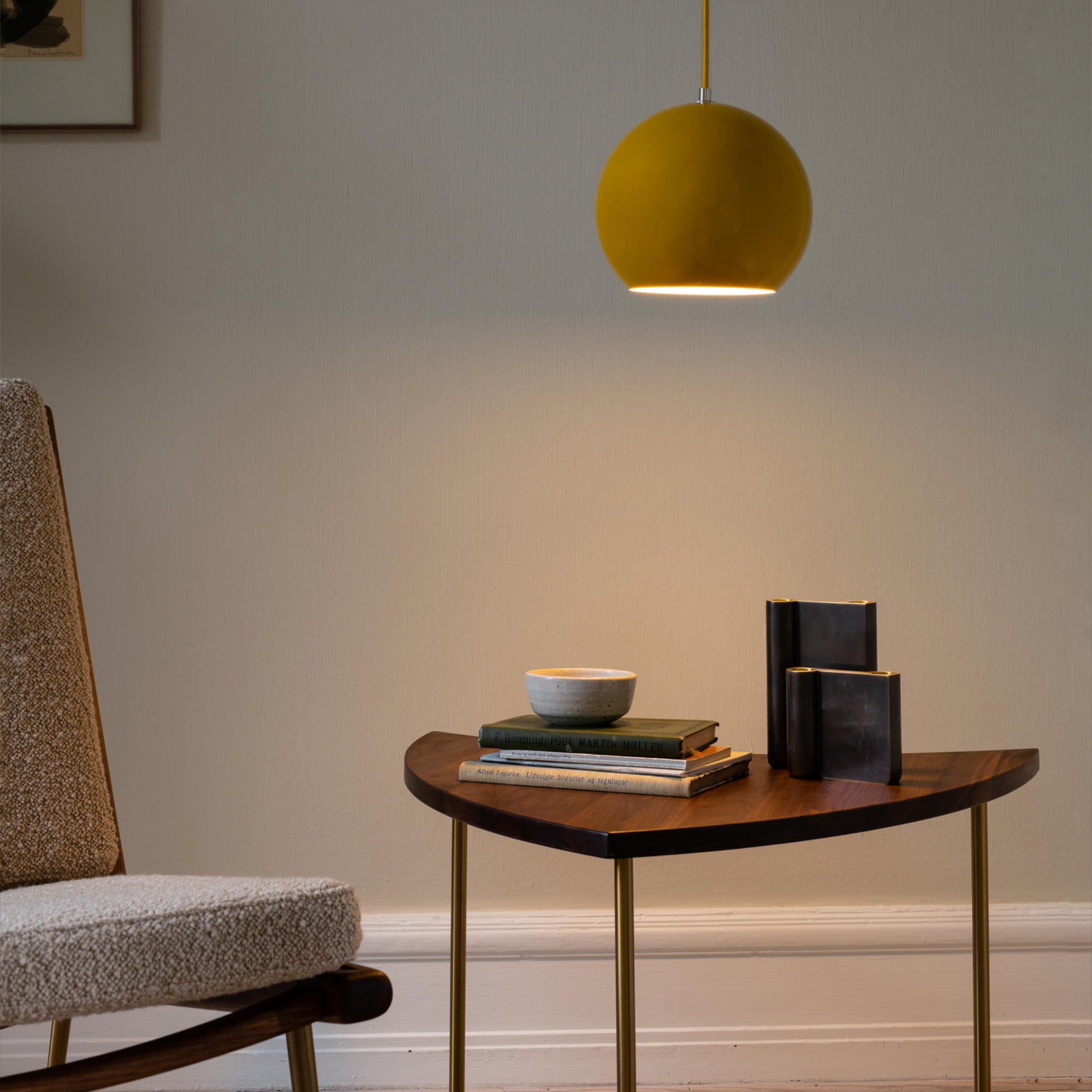 Pinwheel HM7 Side Table - Brass/Oiled Walnut