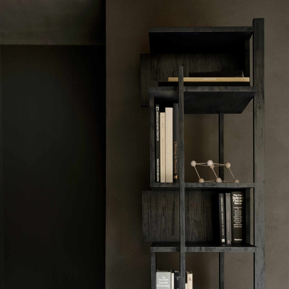 Abstract Bookcase & Shelf – 49x54x203 / Wood (Varnished Teak Black)-4