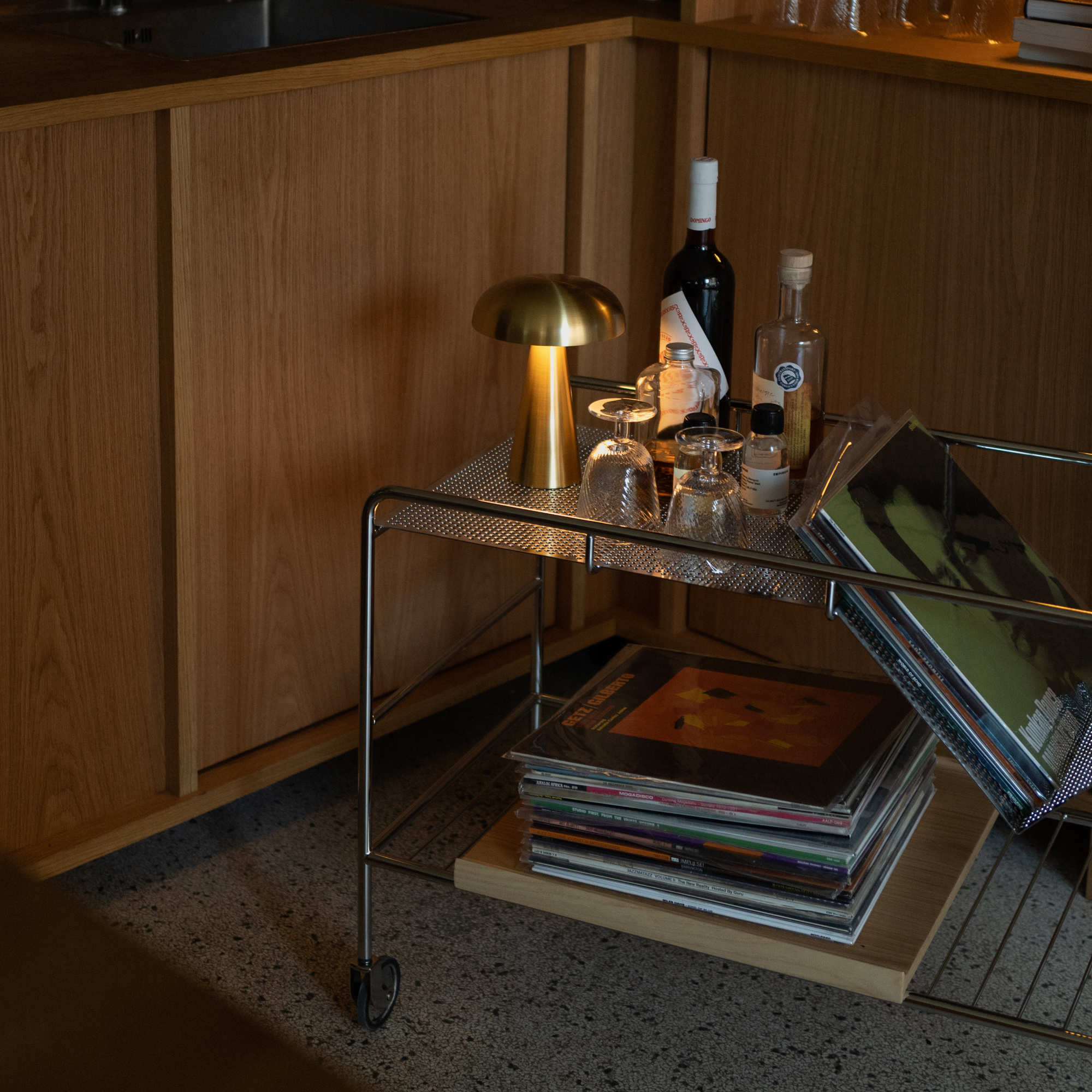 Alima NDS1 Bar Trolley - Chrome/Oak-6