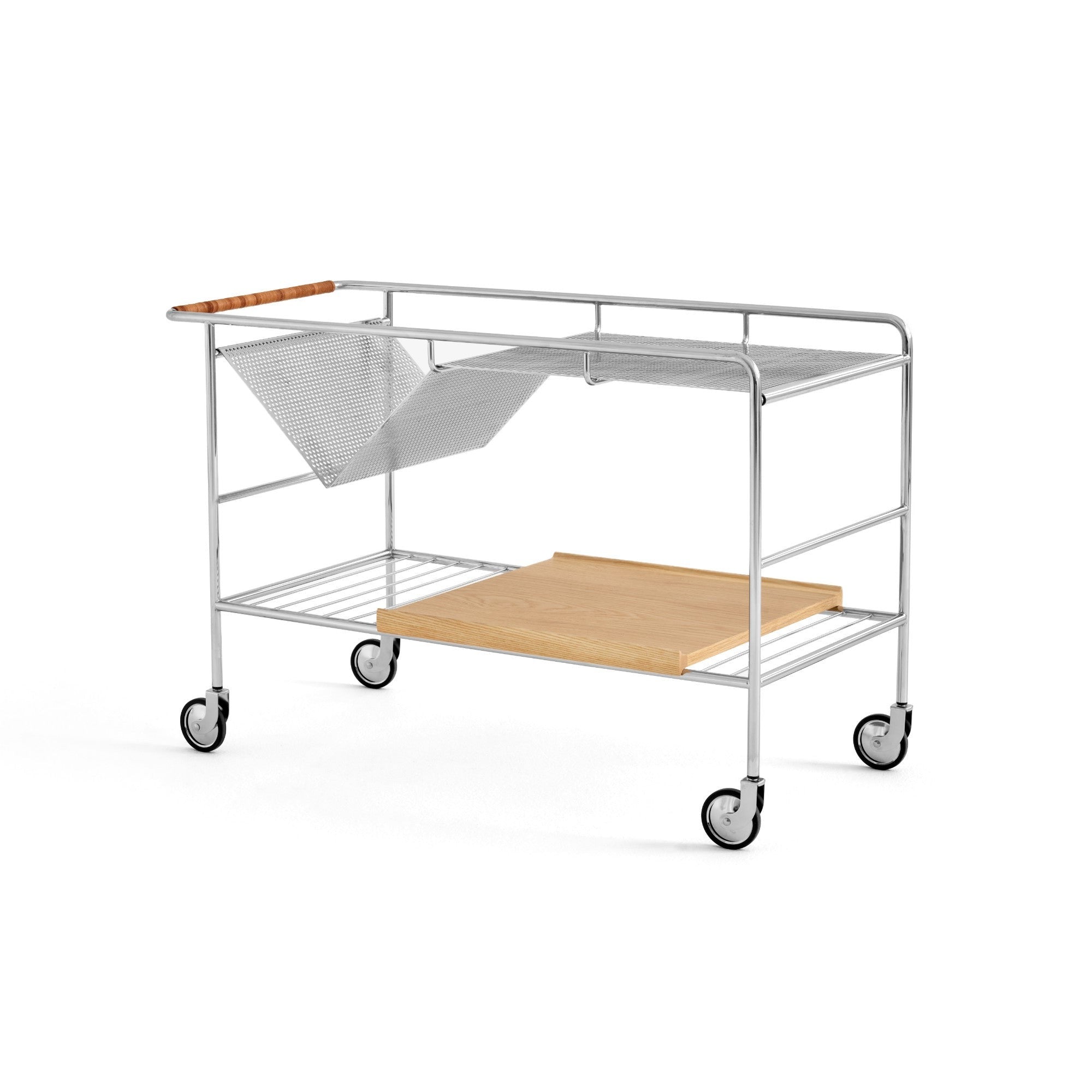 Alima NDS1 Bar Trolley - Chrome/Oak