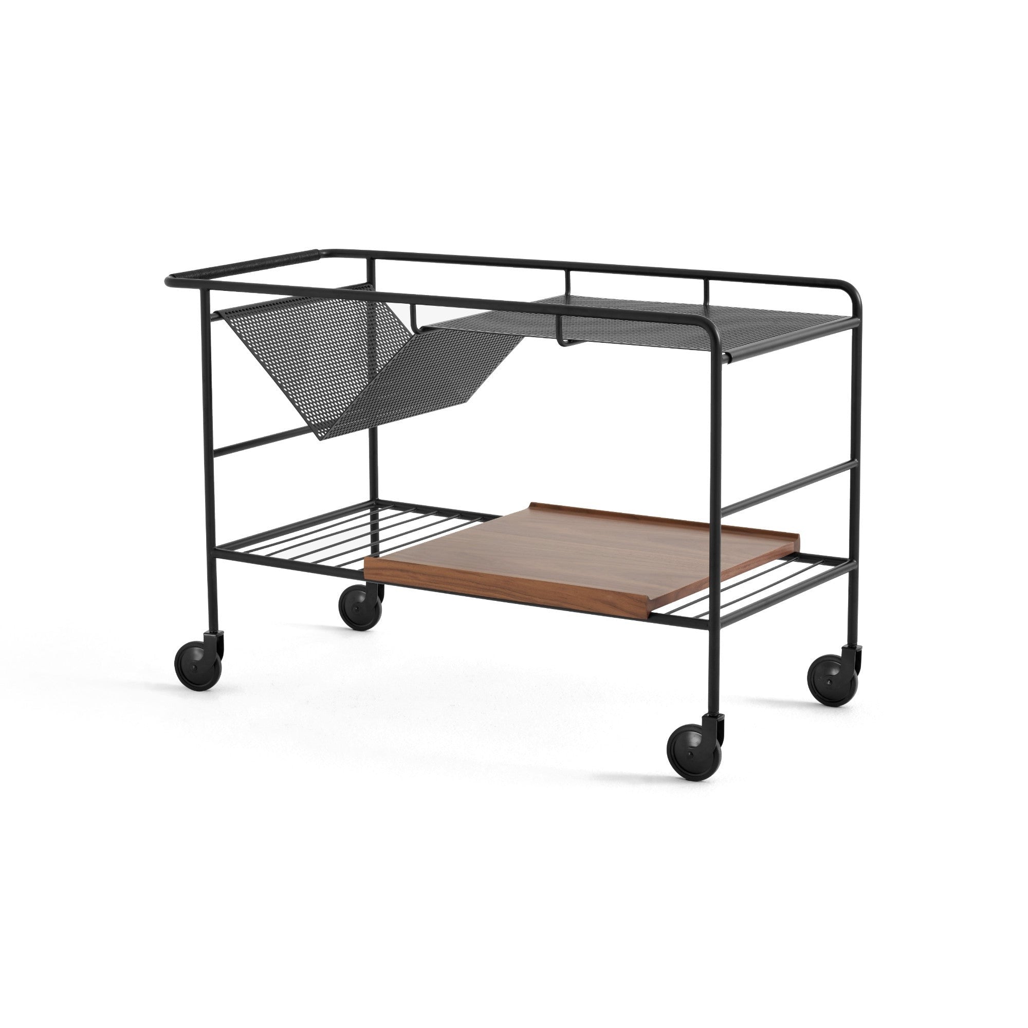 Alima NDS1 Bar Trolley - Matt Black/Walnut-1
