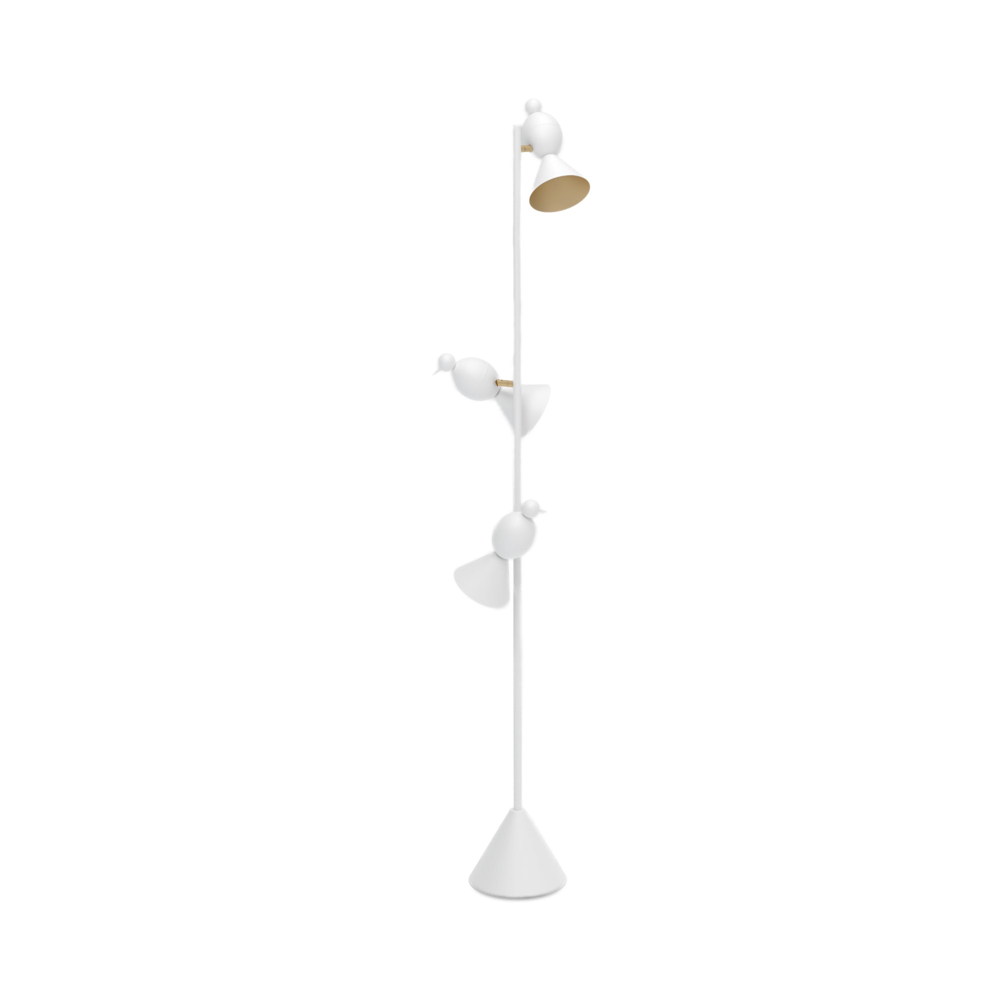 Alouette 3 Birds Floor Lamp - White/Brass
