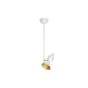 Alouette I 1 Bird Ceiling Light - White/Brass